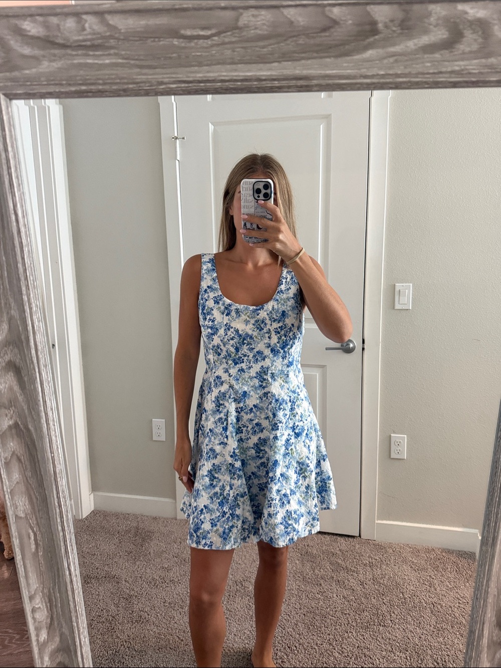 Blue floral mini dress